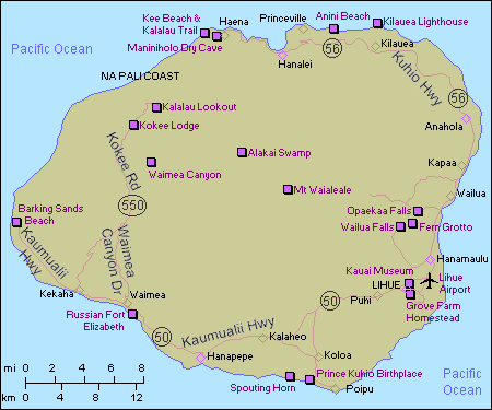 Map of Kauai