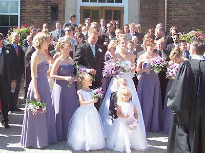 Wedding party and a few of the guests