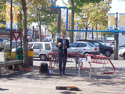 A busker at Granville Island