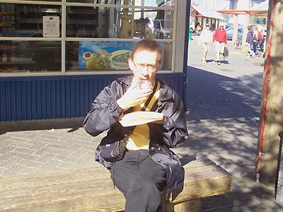 John chowing down at Granville Island