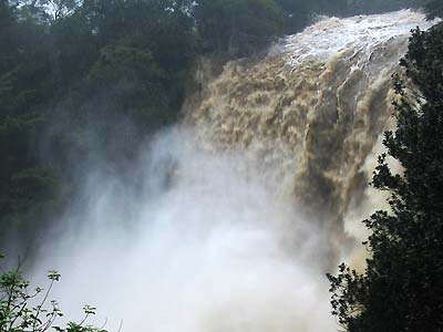 Rainbow Falls during the storms