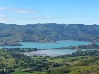 Looking down on Barry's Bay on the road to Akaroa