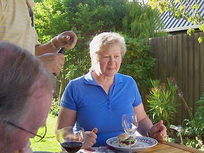 Birute being served some wine