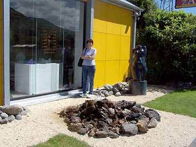 Sharon at a little museum on the road to Akaroa