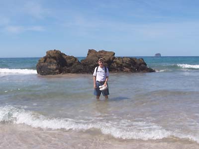 John in the water opposite Hot Water Beach