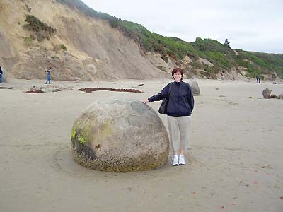 Sharon and our first Moreaki Boulder