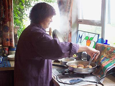 Ngaire making lunch