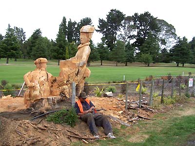 Worker doing a carving at the Golf Club