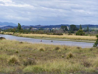 Kayaks on the river seen from GreenAcres