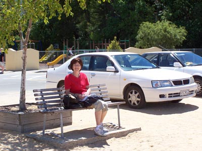 Sharon relaxcing by the beach