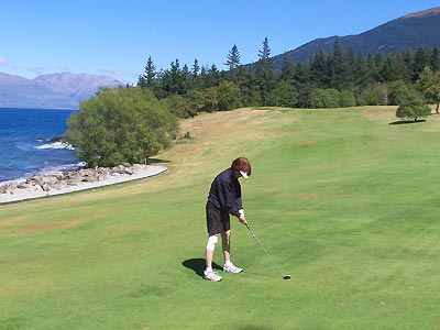 Sharon hitting up the fairway