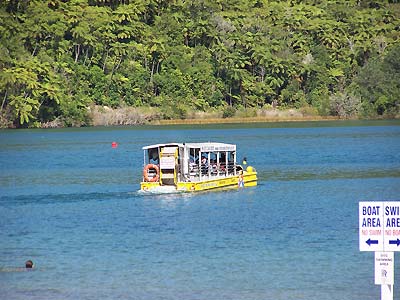 "Duck" tour boat on Lake Tikitapu (Blue Lake)