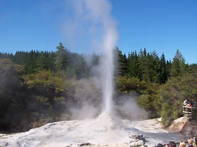 Geyser erupts on the clock