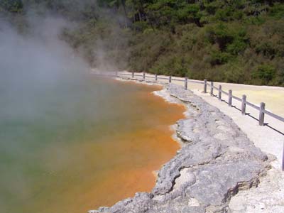 Orange deposits steaming right beside where we walked