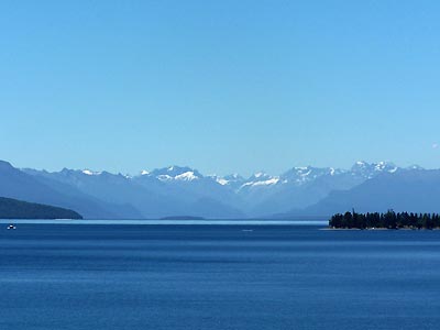 Lake Te Anau with snow caps