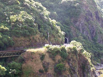 Train tunnel on the river