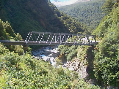 Typical one lane bridge over a river