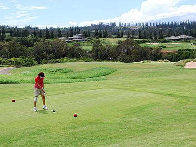 Sharon's first tee off at Kapalua