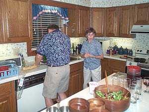 Wynn and Carol getting dinner ready